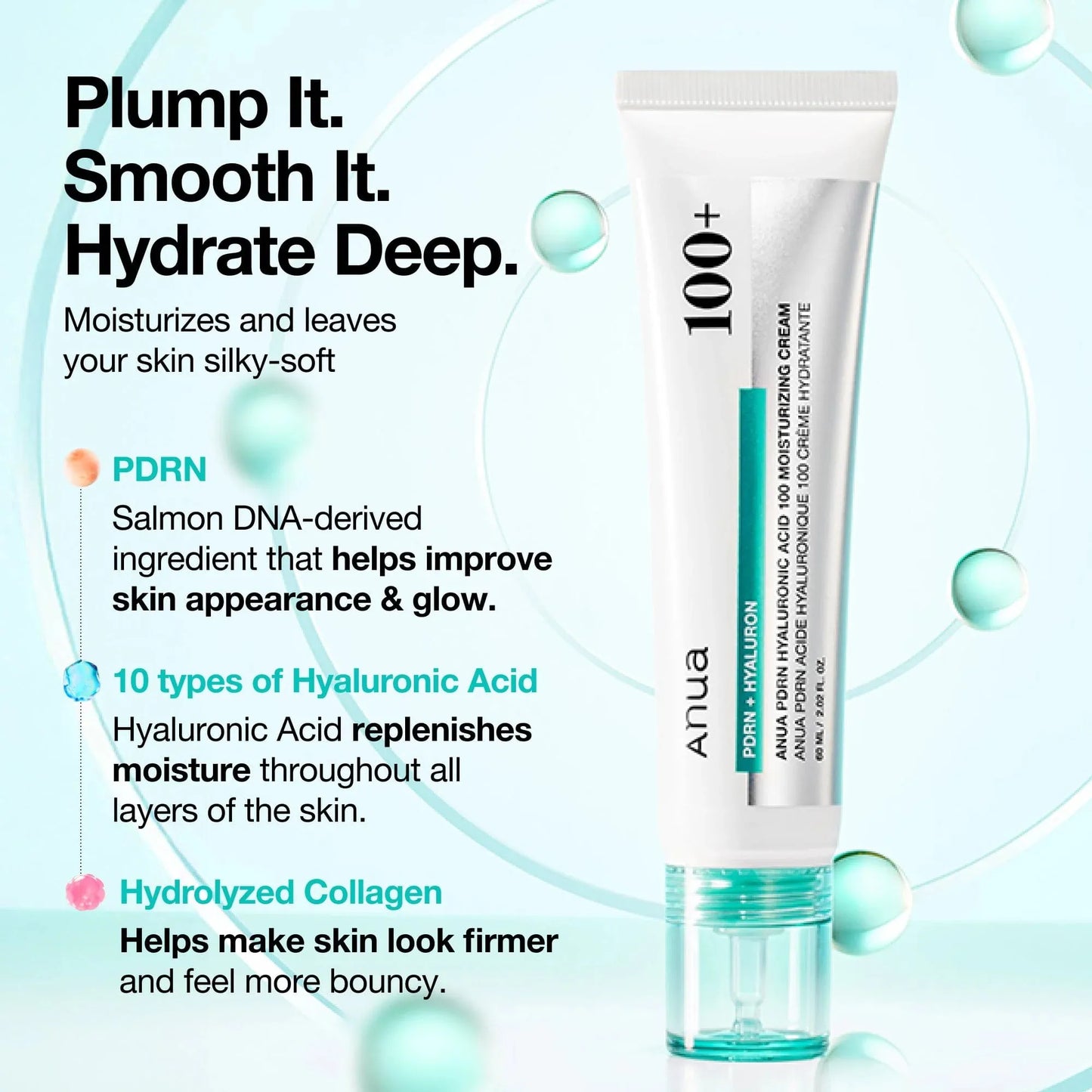 Anua PDRN Hyaluronic Acid 100 Moisturizing Cream for glowing skin