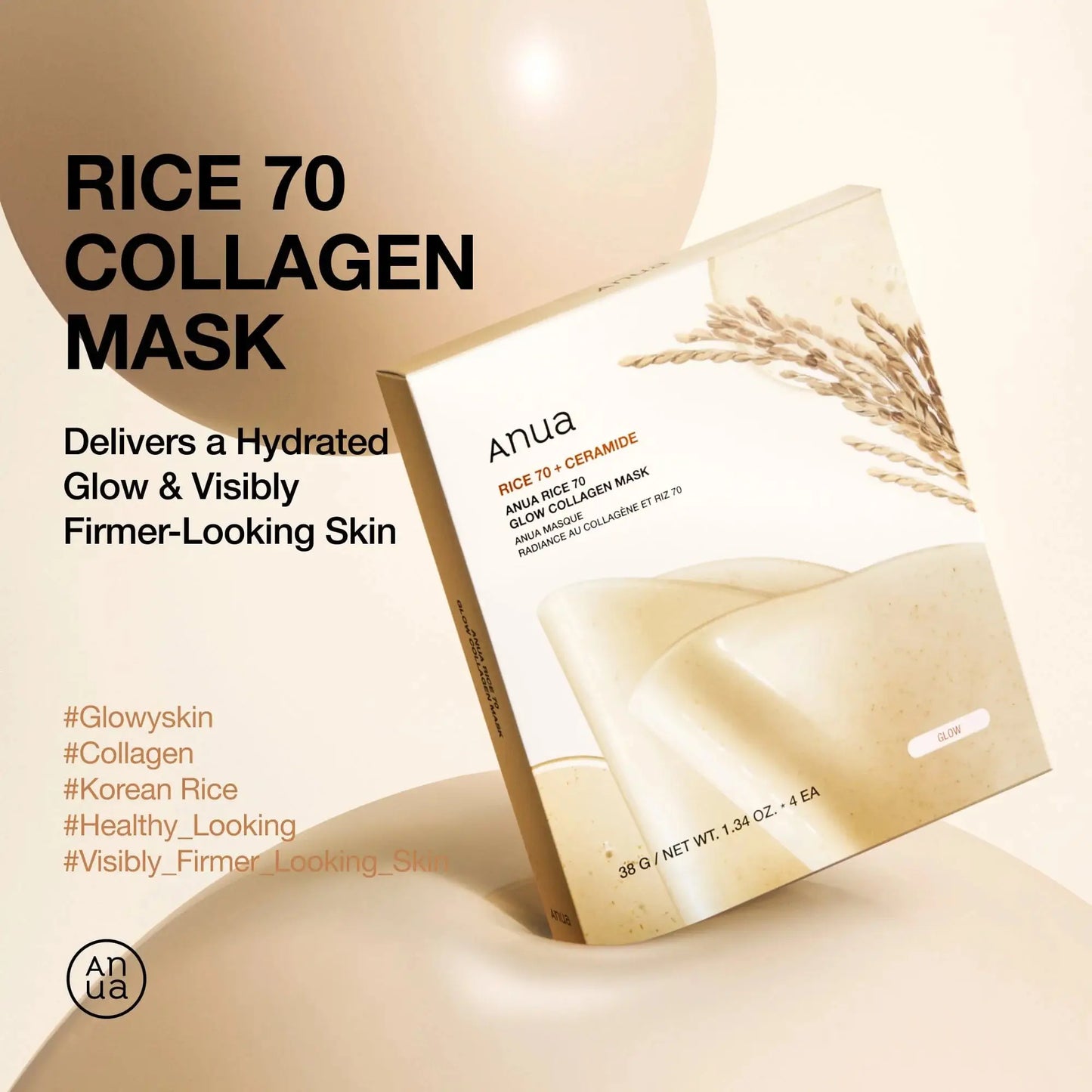 Anua Rice 70 Glow Collagen Mask product details