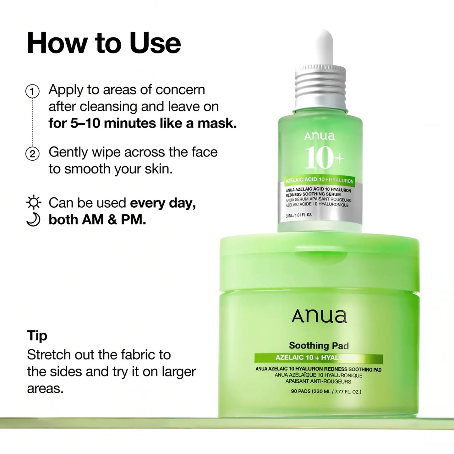 Anua Azelaic 10 Hyaluron Redness Soothing Pad how to use