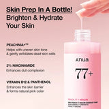 Anua Peach 77 Niacin Essence Toner applied on hand