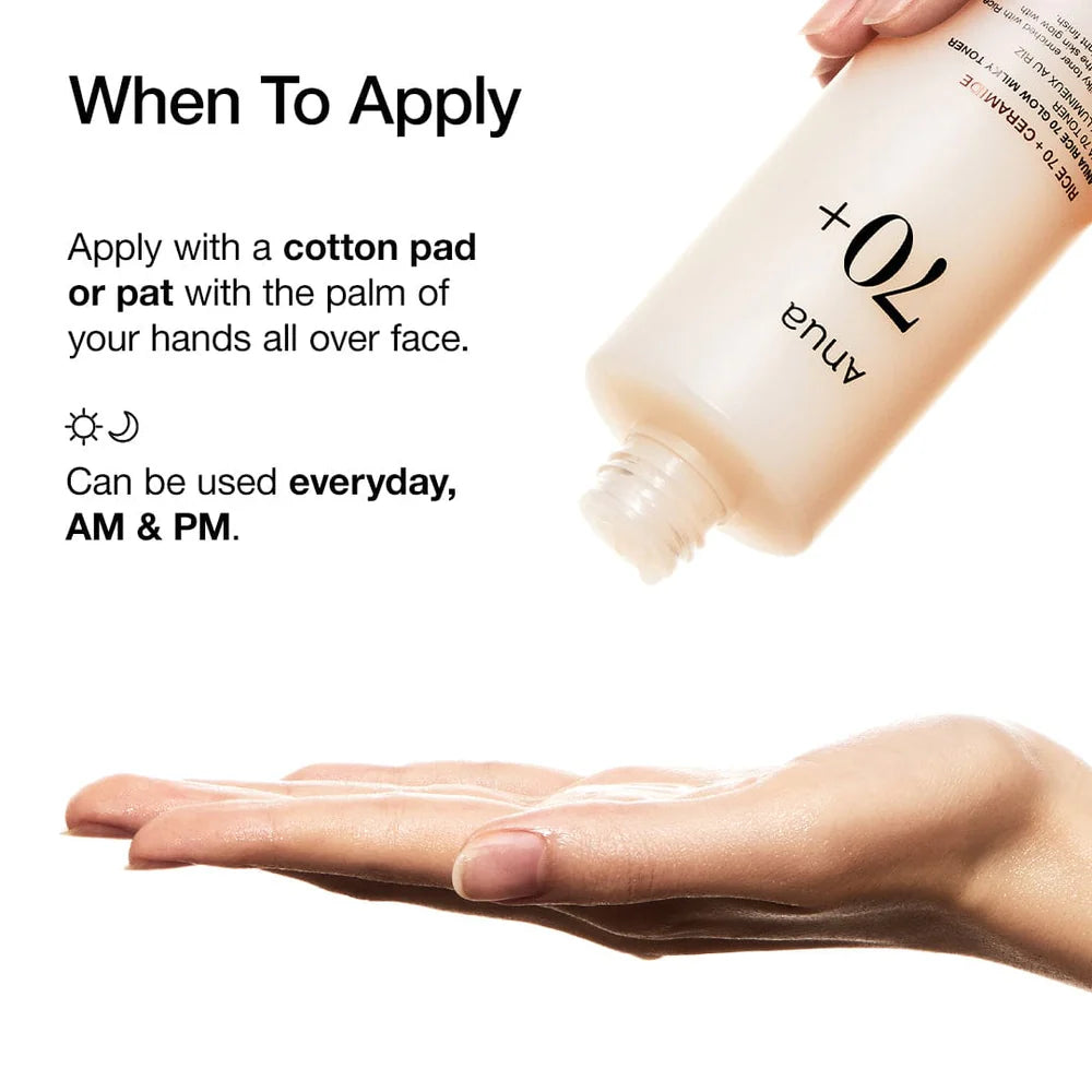 Anua Rice 70 Glow Milky Toner for glowing skin