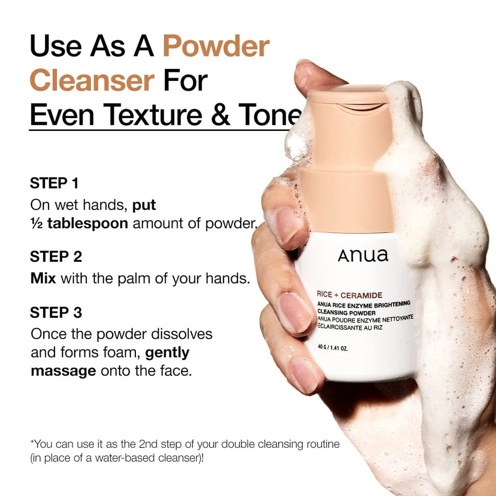 Anua Rice Enzyme Brightening Cleansing Powder how to use